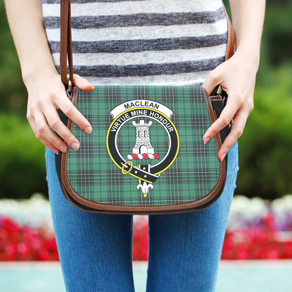 MacLean Hunting Ancient Tartan Saddle Bag with Family Crest One Size - Tartan Vibes Clothing