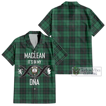 MacLean Hunting Ancient Tartan Short Sleeve Button Shirt with Family Crest DNA In Me Style