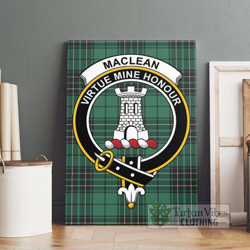 MacLean Hunting Ancient Tartan Canvas Print Wall Art with Family Crest