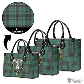 MacLean Hunting Ancient Tartan Luxury Leather Handbags with Family Crest