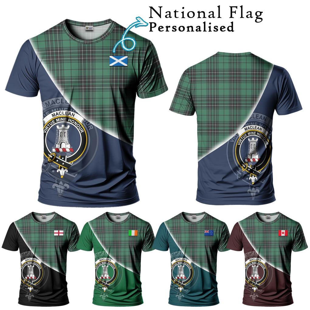 MacLean Hunting Ancient Tartan T-Shirt with Personalised National Flag and Family Crest Half Style Kid's Shirt - Tartanvibesclothing Shop