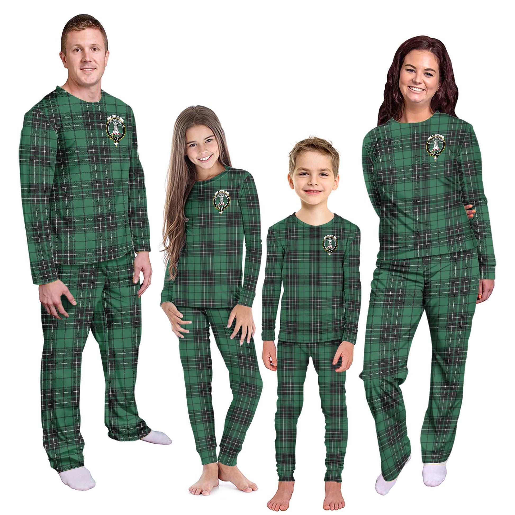 MacLean Hunting Ancient Tartan Pajamas Family Set with Family Crest - Tartanvibesclothing