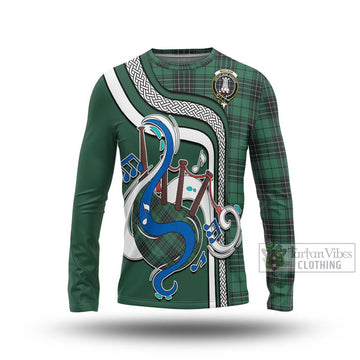 MacLean Hunting Ancient Tartan Long Sleeve T-Shirt with Epic Bagpipe Style