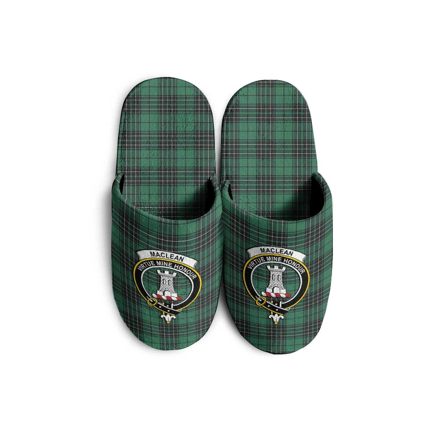 MacLean Hunting Ancient Tartan Home Slippers with Family Crest - Tartanvibesclothing