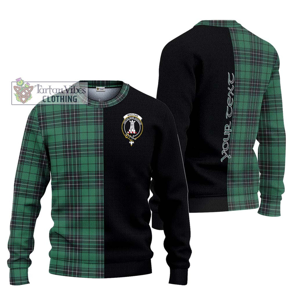 MacLean Hunting Ancient Tartan Knitted Sweater with Family Crest and Half Of Me Style Unisex - Tartanvibesclothing Shop