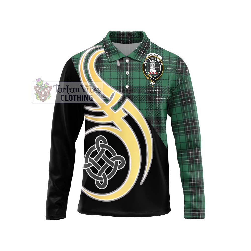 MacLean Hunting Ancient Tartan Long Sleeve Polo Shirt with Family Crest and Celtic Symbol Style Unisex - Tartan Vibes Clothing