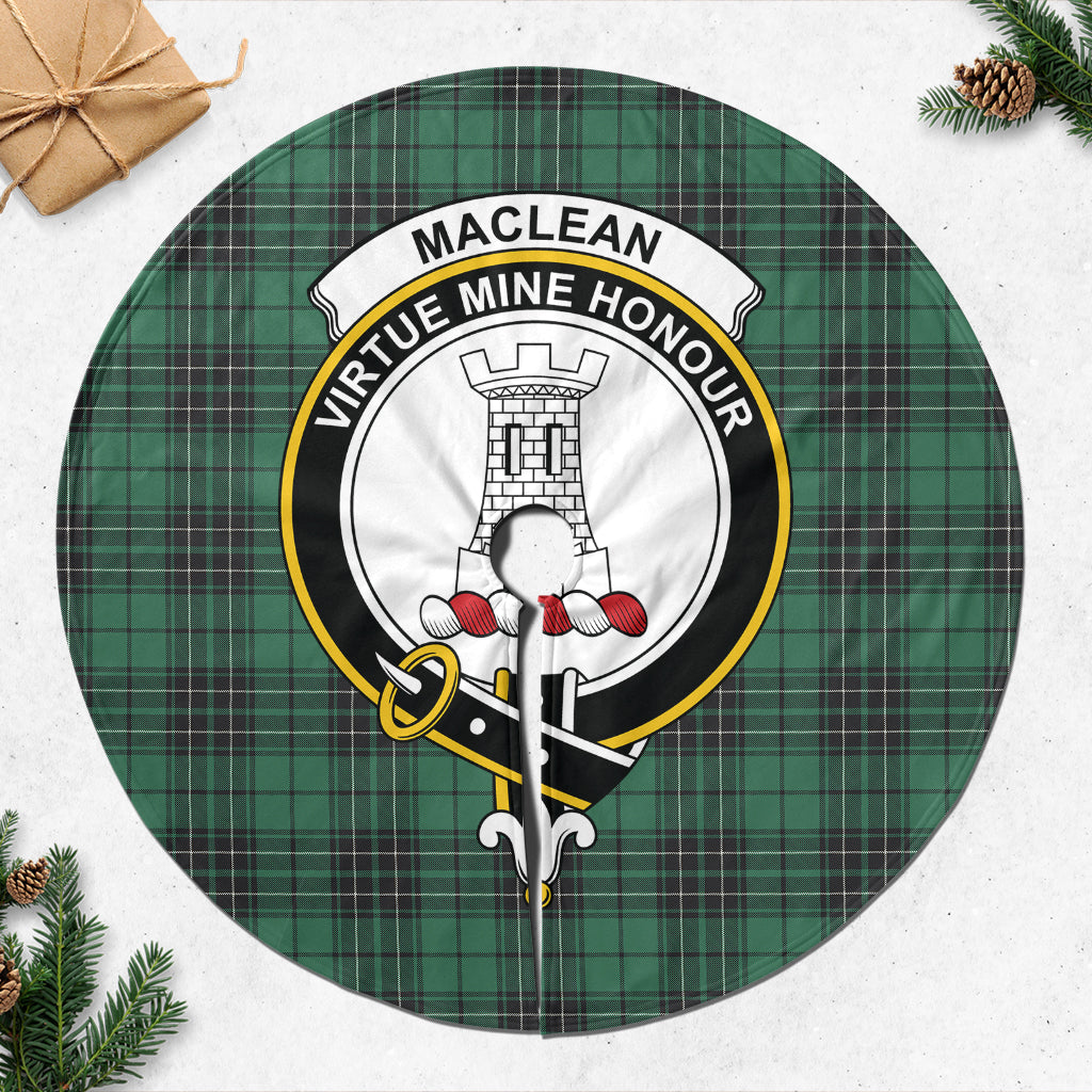 MacLean Hunting Ancient Tartan Christmas Tree Skirt with Family Crest - Tartanvibesclothing