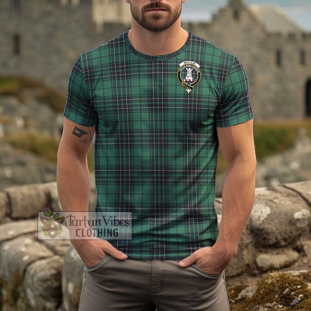 Tartan Vibes Clothing MacLean Hunting Ancient Tartan Cotton T-Shirt with Family Crest
