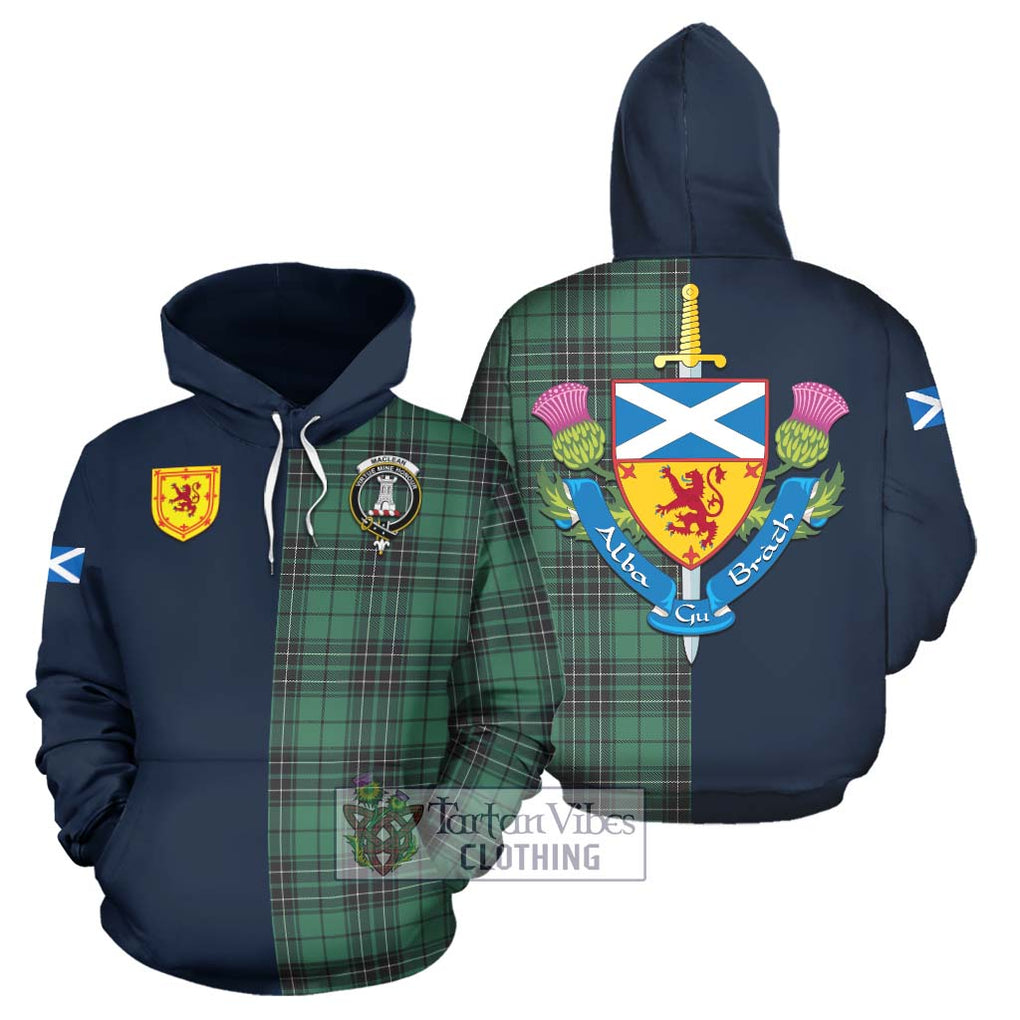 Tartan Vibes Clothing MacLean Hunting Ancient Tartan Hoodie with Scottish Lion Royal Arm Half Style