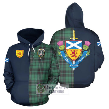 MacLean Hunting Ancient Tartan Hoodie Alba with Scottish Lion Royal Arm Half Style