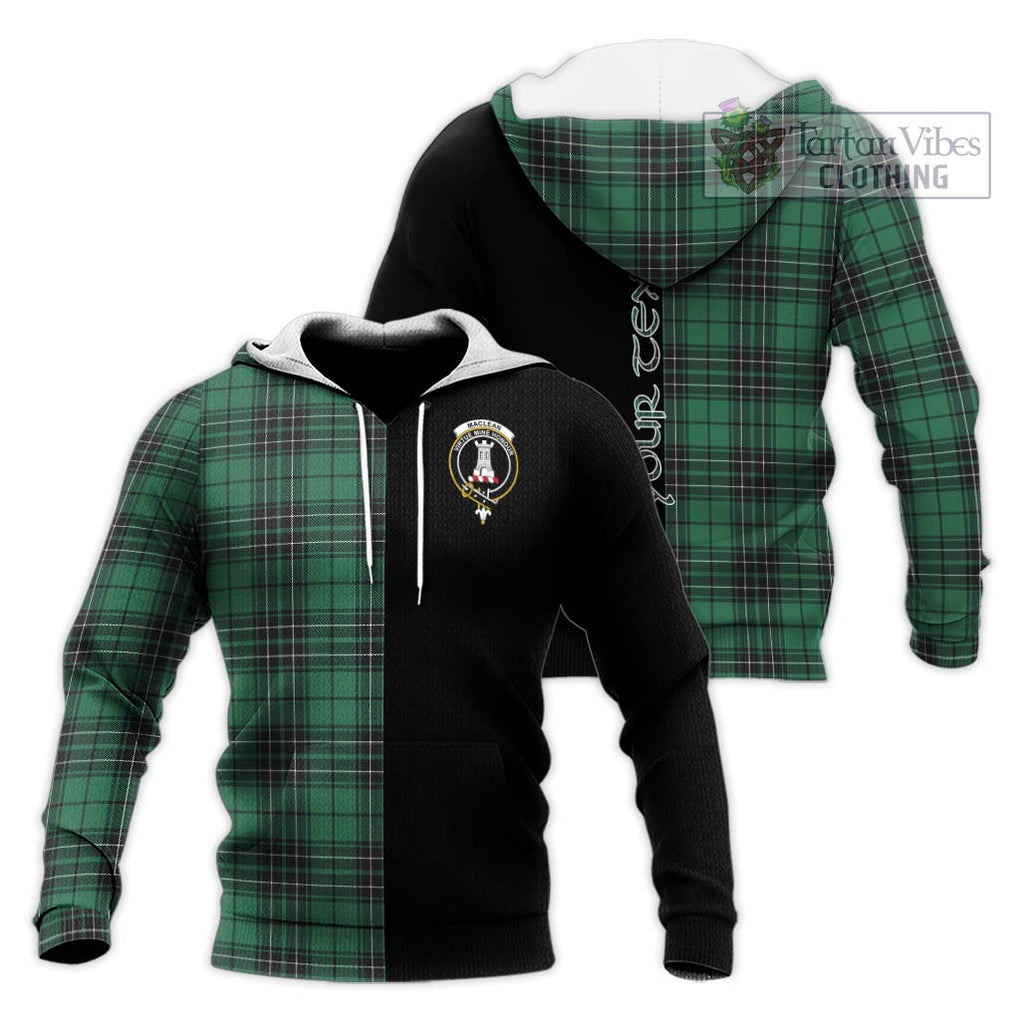 MacLean Hunting Ancient Tartan Knitted Hoodie with Family Crest and Half Of Me Style Unisex Knitted Pullover Hoodie - Tartanvibesclothing Shop