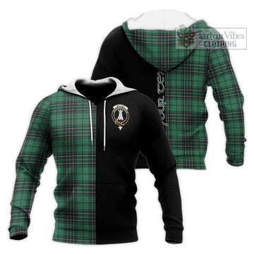 MacLean Hunting Ancient Tartan Knitted Hoodie with Family Crest and Half Of Me Style