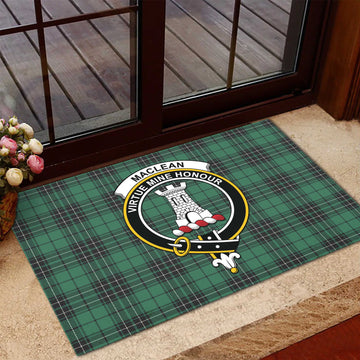 MacLean Hunting Ancient Tartan Door Mat with Family Crest