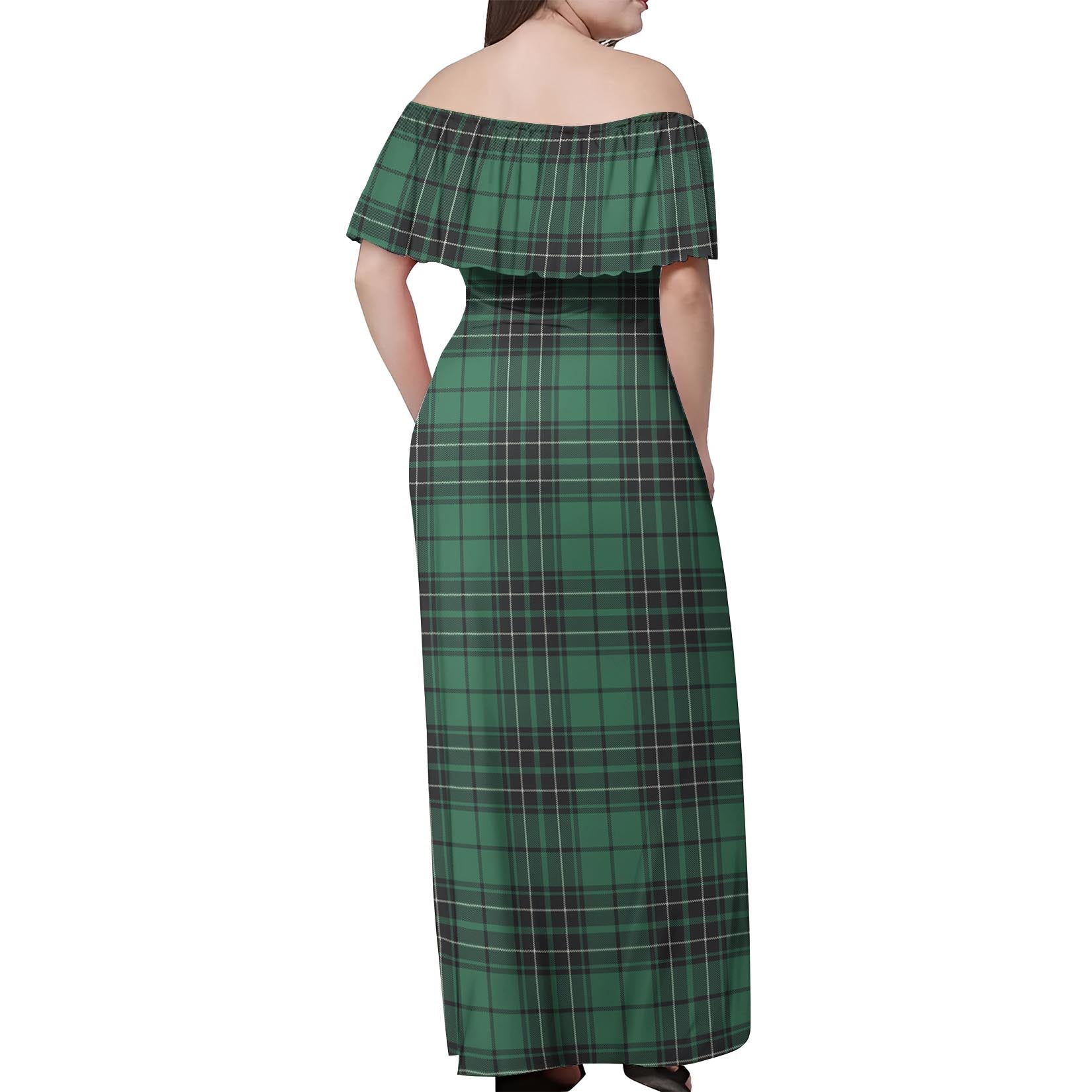 MacLean Hunting Ancient Tartan Off Shoulder Long Dress - Tartanvibesclothing