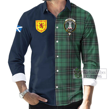 MacLean Hunting Ancient Tartan Long Sleeve Button Shirt Alba with Scottish Lion Royal Arm Half Style