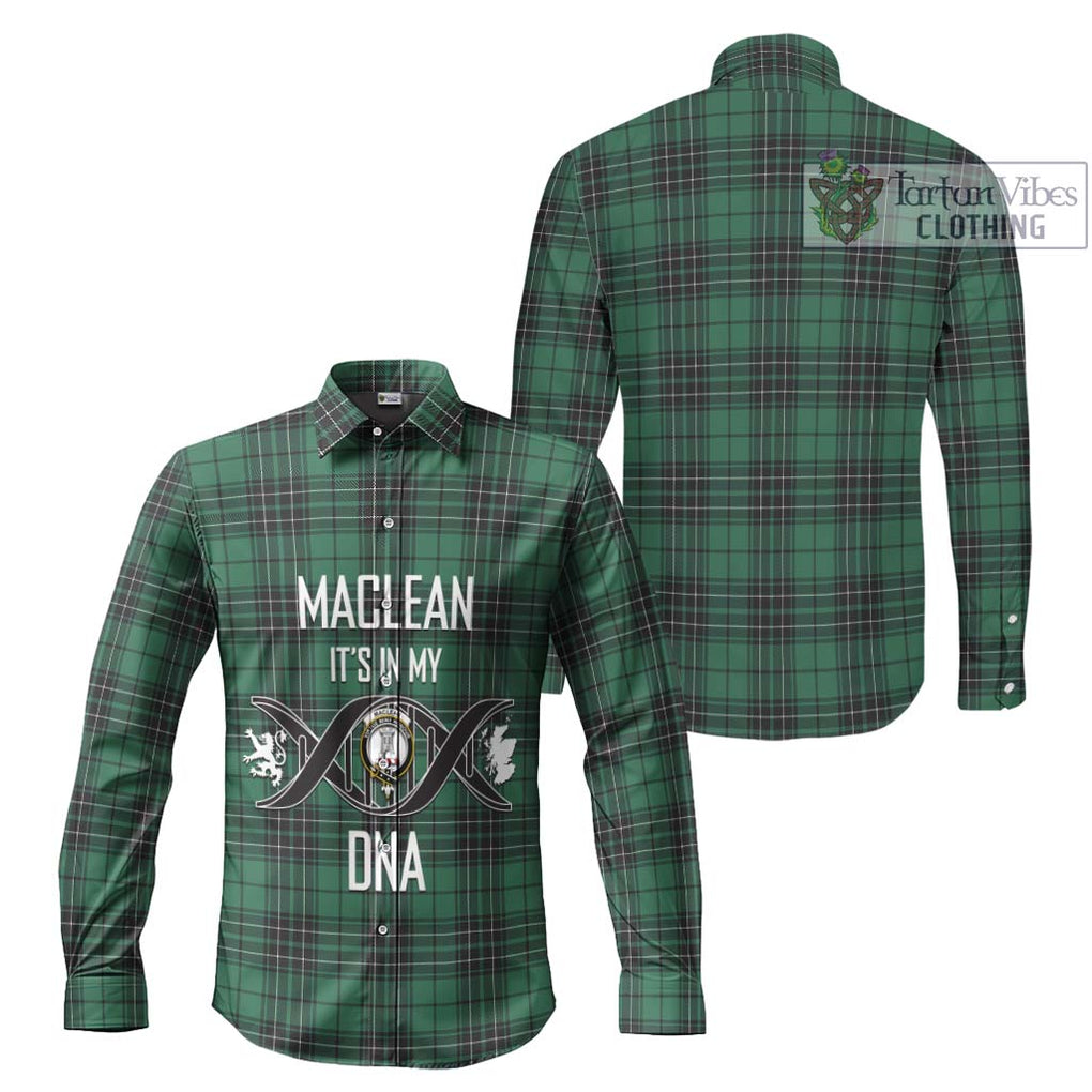 MacLean Hunting Ancient Tartan Long Sleeve Button Shirt with Family Crest DNA In Me Style Men's Shirt - Tartanvibesclothing Shop