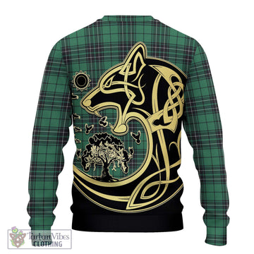 MacLean Hunting Ancient Tartan Knitted Sweater with Family Crest Celtic Wolf Style