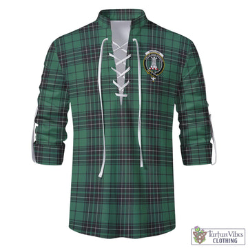 MacLean Hunting Ancient Tartan Men's Scottish Traditional Jacobite Ghillie Kilt Shirt with Family Crest