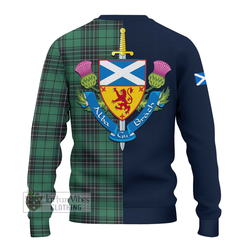 Tartan Vibes Clothing MacLean Hunting Ancient Tartan Knitted Sweater with Scottish Lion Royal Arm Half Style