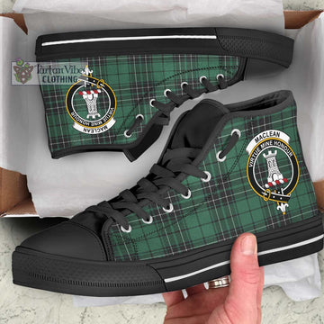 MacLean Hunting Ancient Tartan High Top Shoes with Family Crest