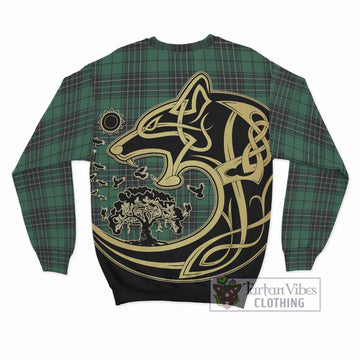 MacLean Hunting Ancient Tartan Sweatshirt with Family Crest Celtic Wolf Style