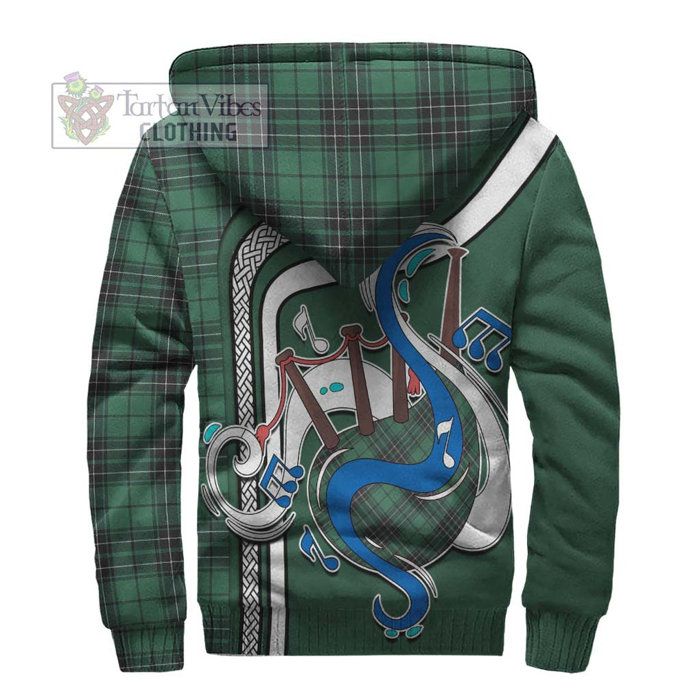 MacLean Hunting Ancient Tartan Sherpa Hoodie with Epic Bagpipe Style - Tartanvibesclothing Shop