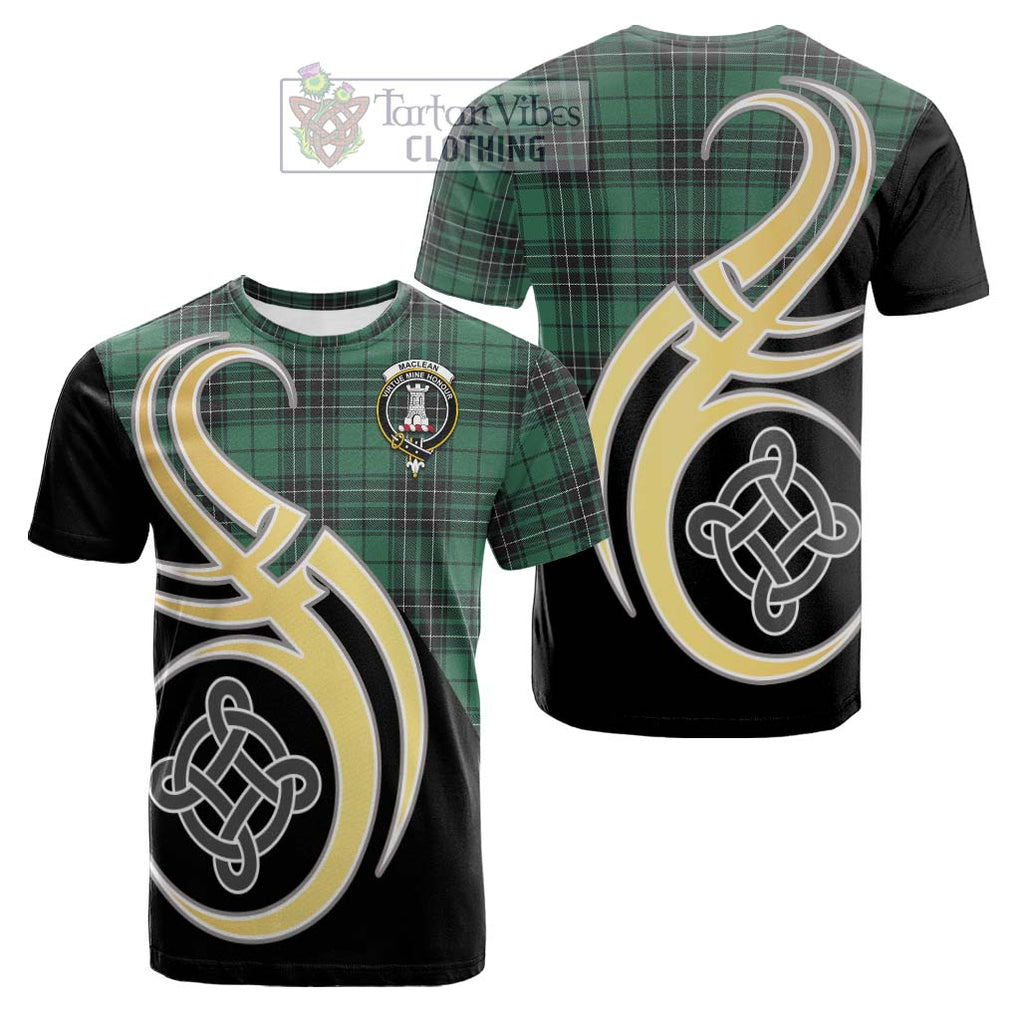 Tartan Vibes Clothing MacLean Hunting Ancient Tartan Cotton T-shirt with Family Crest and Celtic Symbol Style