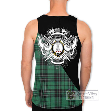 MacLean Hunting Ancient Tartan Men's Tank Top with Family Crest and Military Logo Style