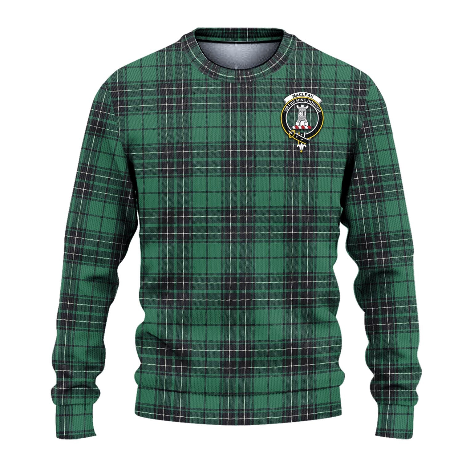 MacLean Hunting Ancient Tartan Knitted Sweater with Family Crest - Tartanvibesclothing