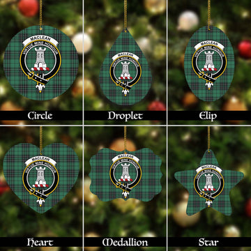 MacLean Hunting Ancient Tartan Christmas Ornaments with Family Crest