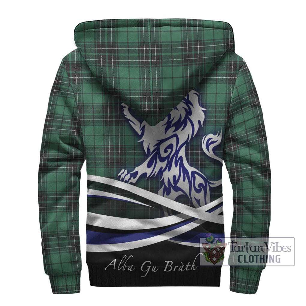 MacLean Hunting Ancient Tartan Sherpa Hoodie with Alba Gu Brath Regal Lion Emblem - Tartanvibesclothing Shop