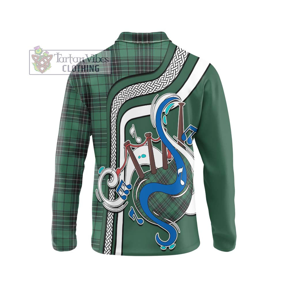 Tartan Vibes Clothing MacLean Hunting Ancient Tartan Long Sleeve Polo Shirt with Epic Bagpipe Style