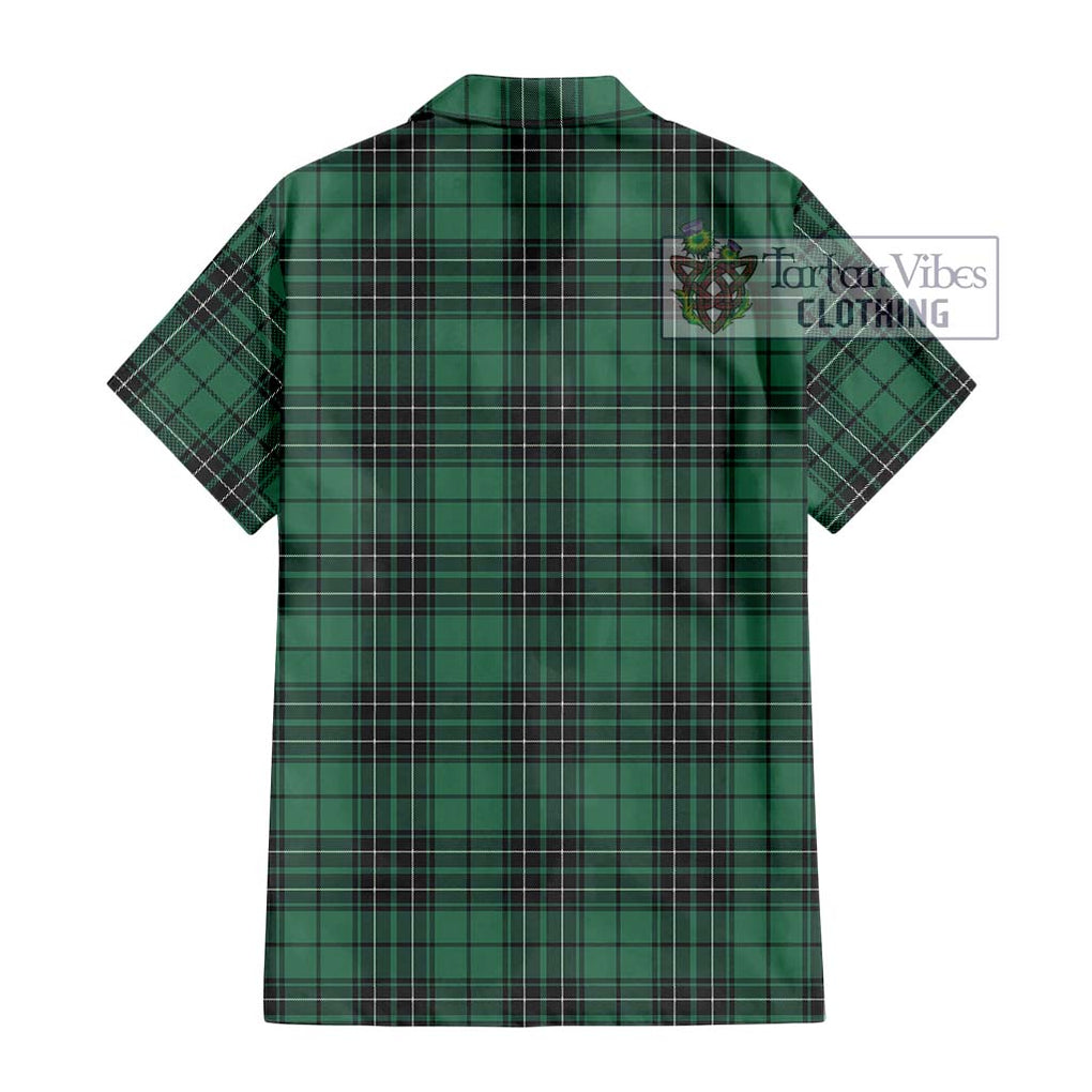 MacLean Hunting Ancient Tartan Short Sleeve Button Shirt with Family Crest DNA In Me Style - Tartanvibesclothing Shop