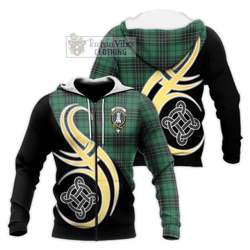 MacLean Hunting Ancient Tartan Knitted Hoodie with Family Crest and Celtic Symbol Style