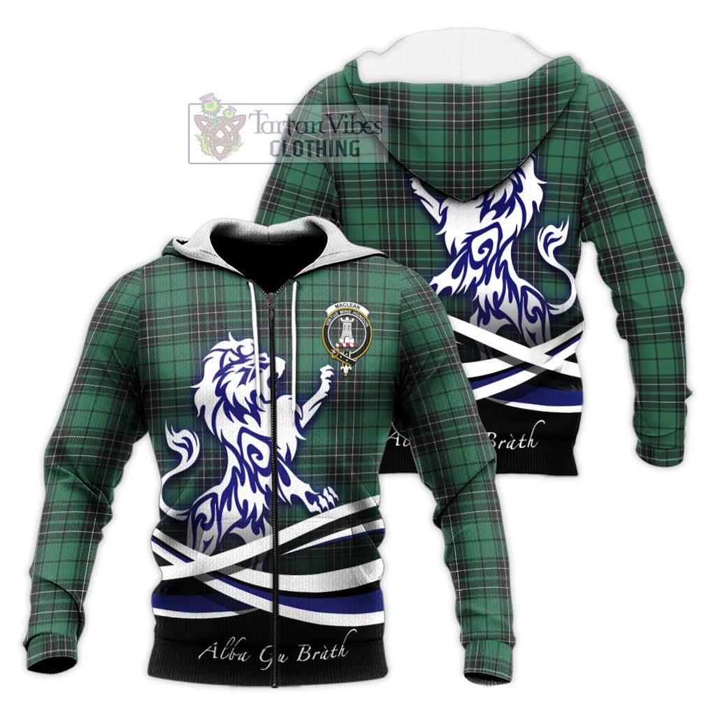 MacLean Hunting Ancient Tartan Knitted Hoodie with Alba Gu Brath Regal Lion Emblem Unisex Knitted Zip Hoodie - Tartanvibesclothing Shop