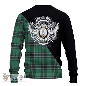 MacLean Hunting Ancient Tartan Ugly Sweater with Family Crest and Military Logo Style