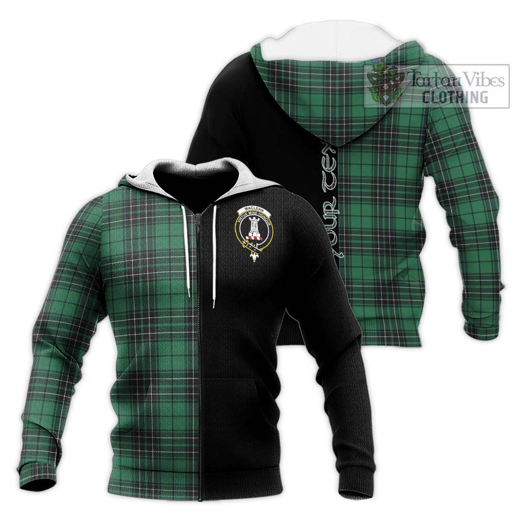 MacLean Hunting Ancient Tartan Knitted Hoodie with Family Crest and Half Of Me Style Unisex Knitted Zip Hoodie - Tartanvibesclothing Shop