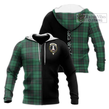 MacLean Hunting Ancient Tartan Knitted Hoodie with Family Crest and Half Of Me Style