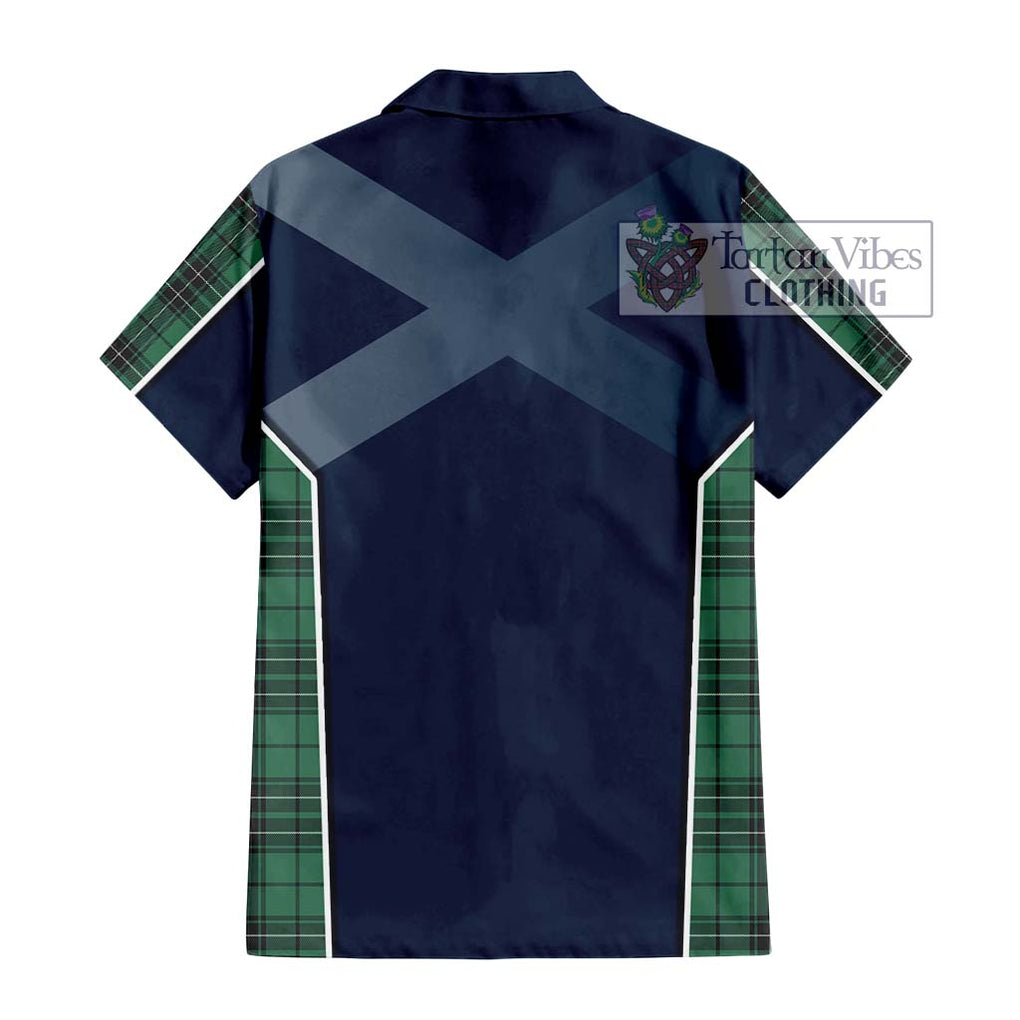 MacLean Hunting Ancient Tartan Short Sleeve Button Shirt with Family Crest and Lion Rampant Vibes Sport Style - Tartan Vibes Clothing