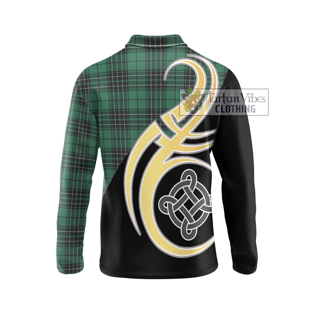 MacLean Hunting Ancient Tartan Long Sleeve Polo Shirt with Family Crest and Celtic Symbol Style - Tartan Vibes Clothing