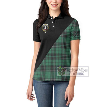 MacLean Hunting Ancient Tartan Women's Polo Shirt with Family Crest and Military Logo Style