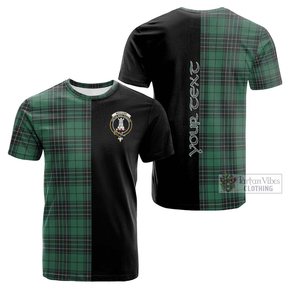 Tartan Vibes Clothing MacLean Hunting Ancient Tartan Cotton T-shirt with Family Crest and Half Of Me Style