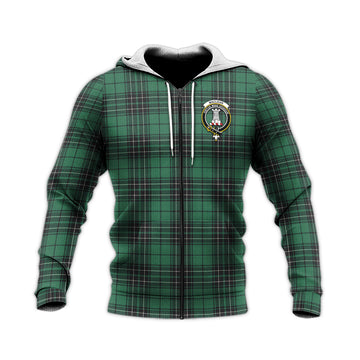 MacLean Hunting Ancient Tartan Knitted Hoodie with Family Crest