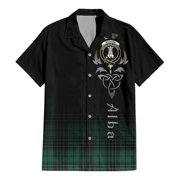 MacLean Hunting Ancient Tartan Short Sleeve Button Up Featuring Alba Gu Brath Family Crest Celtic Inspired