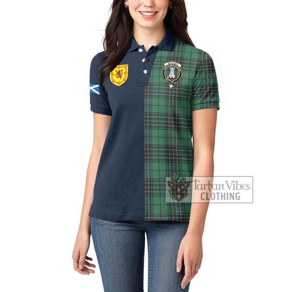 Tartan Vibes Clothing MacLean Hunting Ancient Tartan Women's Polo Shirt with Scottish Lion Royal Arm Half Style