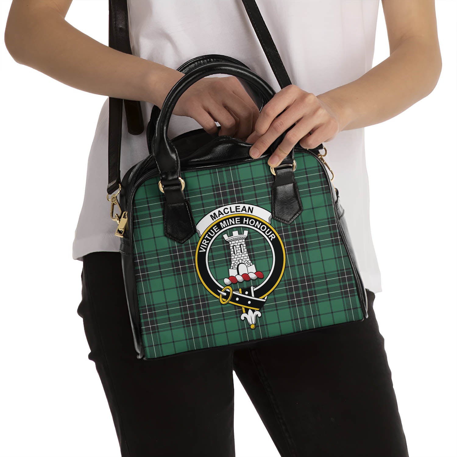 MacLean Hunting Ancient Tartan Shoulder Handbags with Family Crest - Tartanvibesclothing