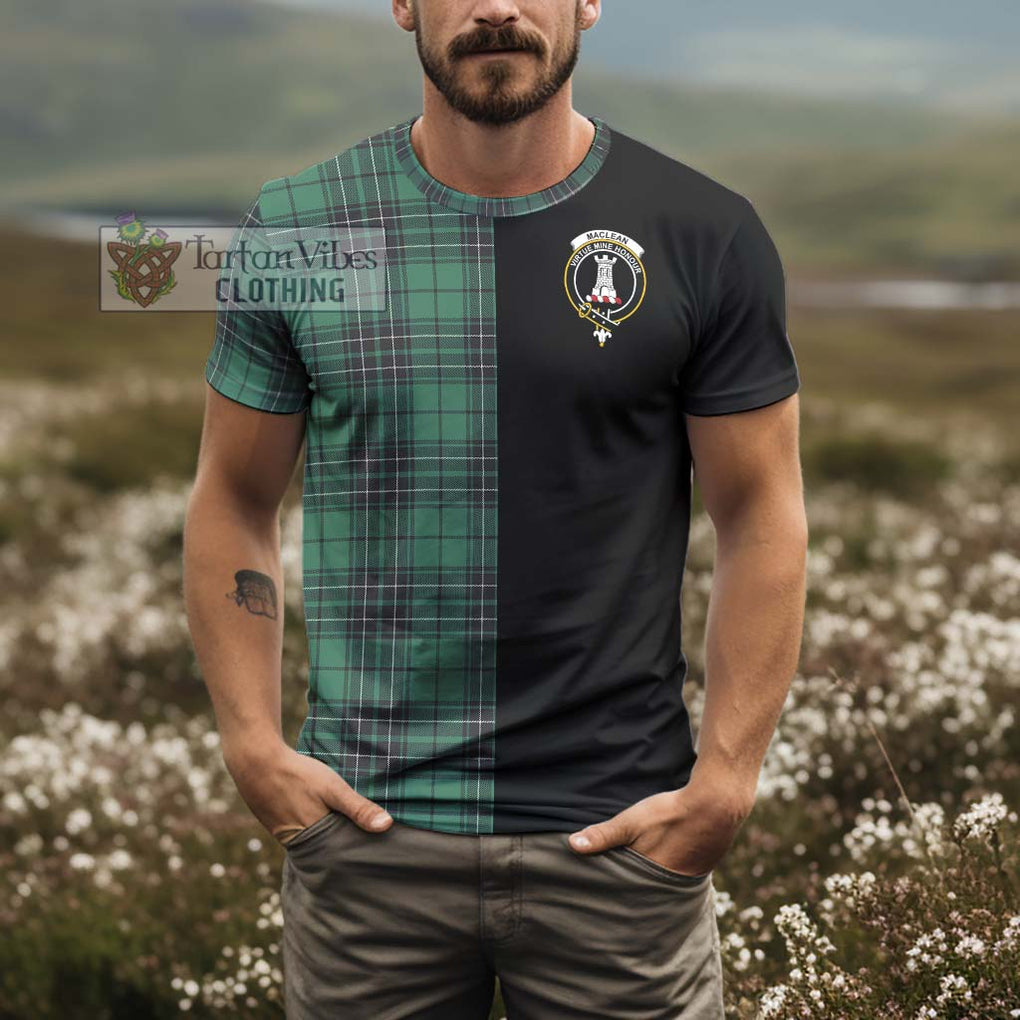 MacLean Hunting Ancient Tartan T-Shirt with Family Crest and Half Of Me Style - Tartanvibesclothing Shop