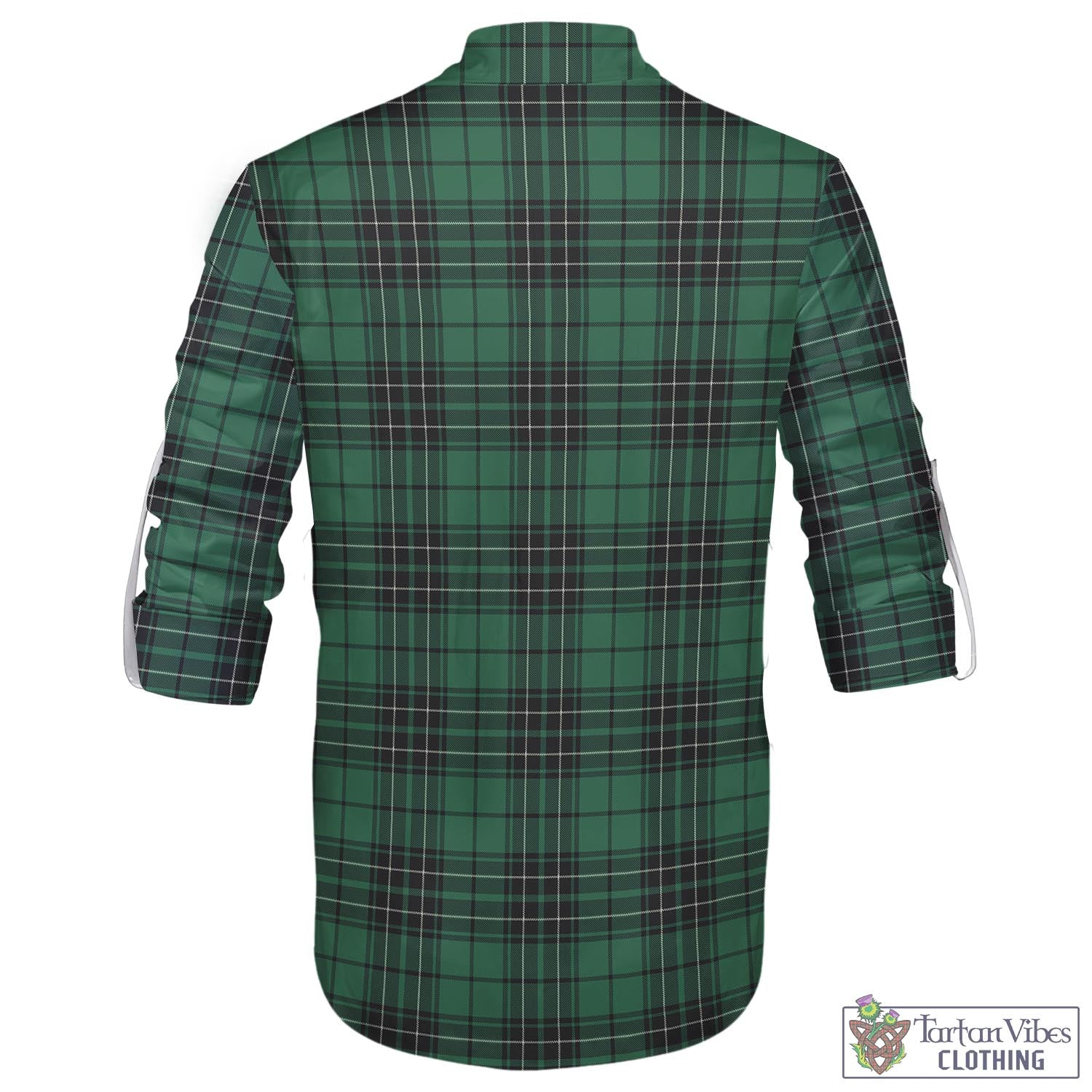 Tartan Vibes Clothing MacLean Hunting Ancient Tartan Men's Scottish Traditional Jacobite Ghillie Kilt Shirt with Family Crest