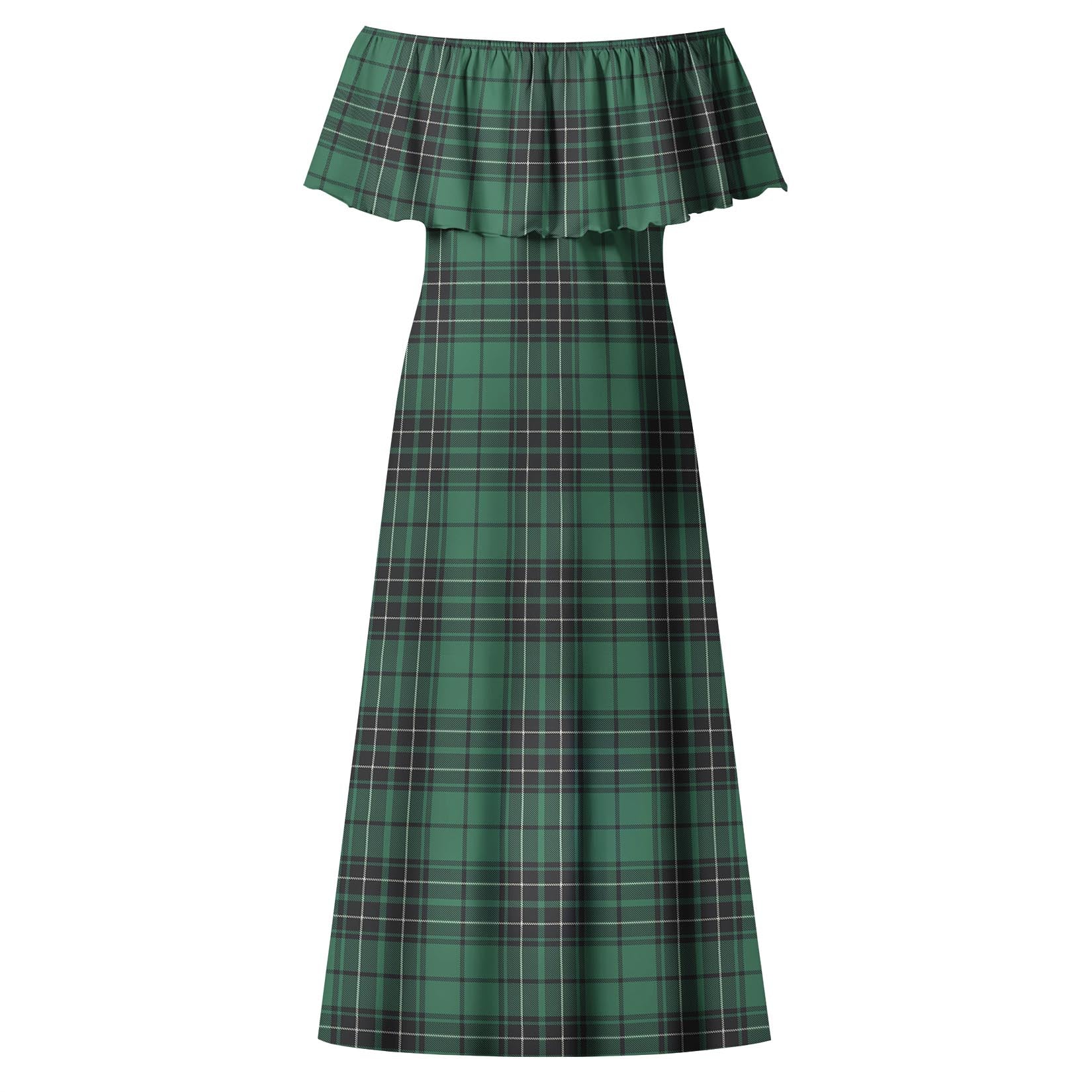 MacLean Hunting Ancient Tartan Off Shoulder Long Dress - Tartanvibesclothing