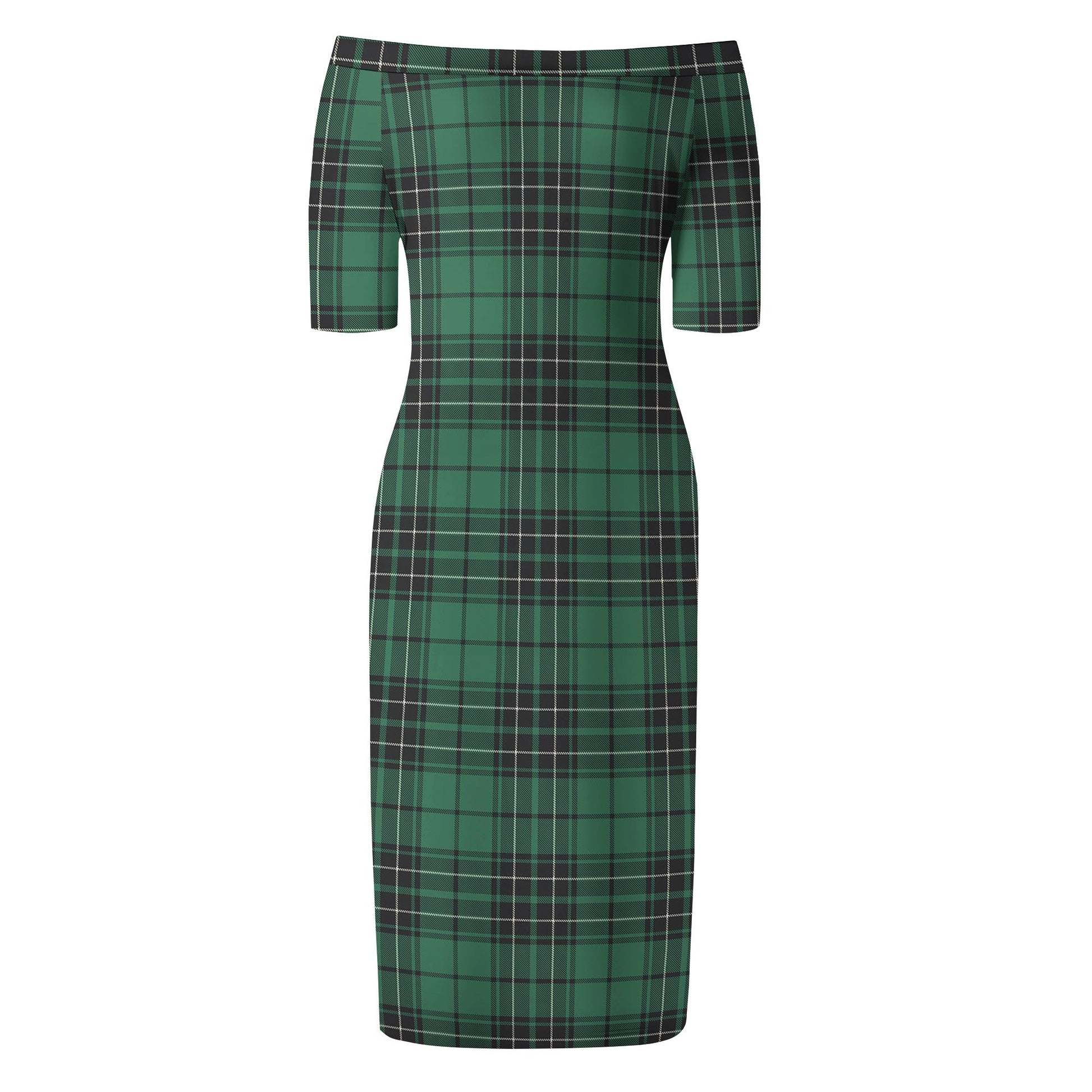 MacLean Hunting Ancient Tartan Off Shoulder Lady Dress - Tartanvibesclothing